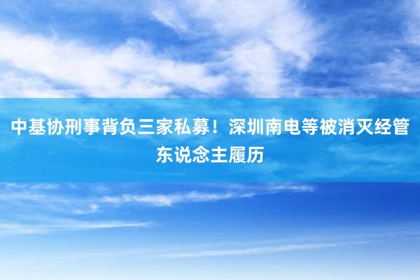 中基协刑事背负三家私募！深圳南电等被消灭经管东说念主履历