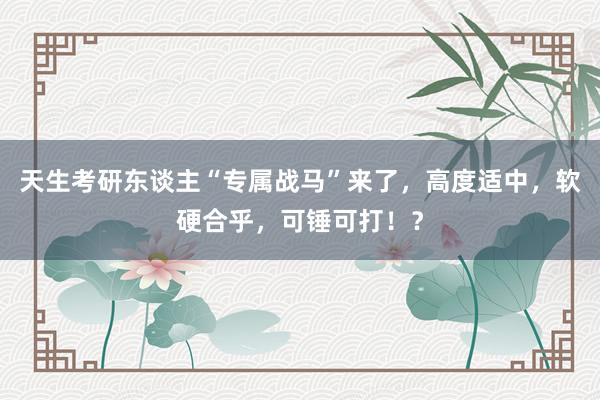 天生考研东谈主“专属战马”来了，高度适中，软硬合乎，可锤可打！？