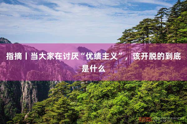 指摘丨当大家在讨厌“优绩主义”，该开脱的到底是什么