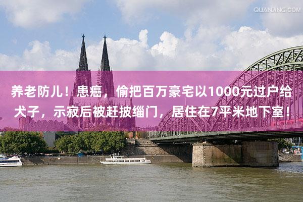 养老防儿！患癌，偷把百万豪宅以1000元过户给犬子，示寂后被赶披缁门，居住在7平米地下室！
